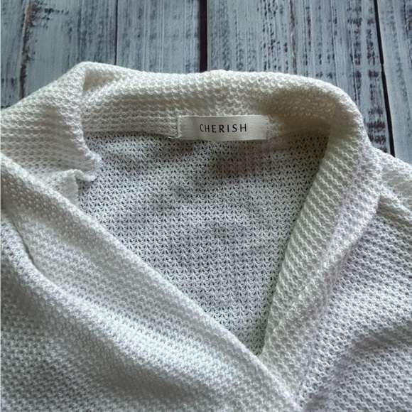 Cherish White Waffle Knit Cardigan - Picture 3 of 3